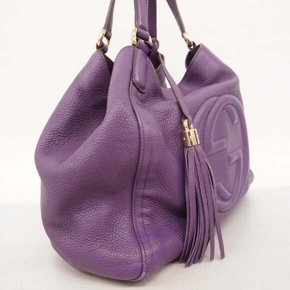 Gucci Soho Handbag 282309 Leather Purple Champagne Women's - Picture 2 of 16